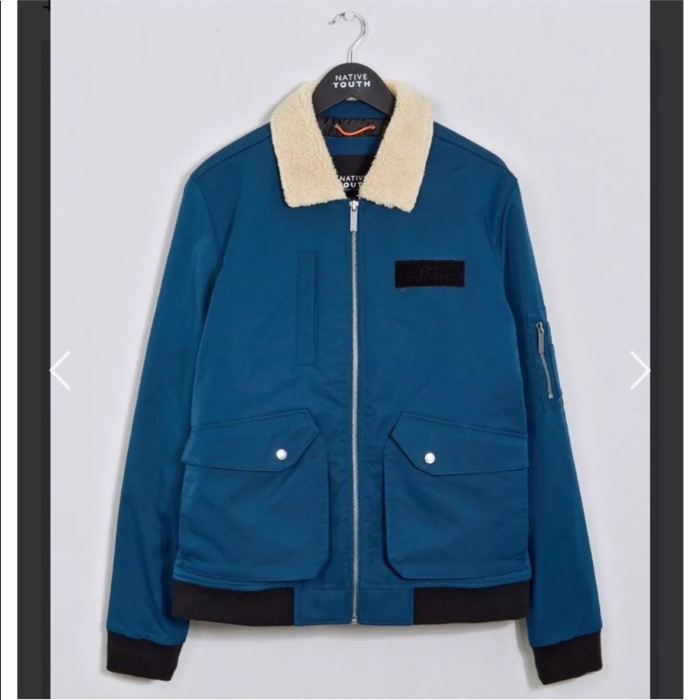 XL Native Youth Faux Sherpa Collar Stamford Jacket